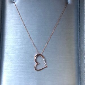 NEW Diamond Three Stone Heart Pendant in 10k